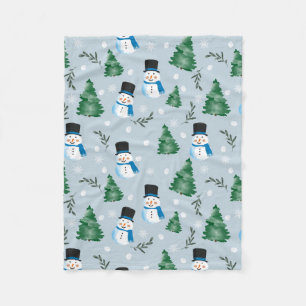 Cute Watercolor Winter Snow Pattern Fleece Blanket
