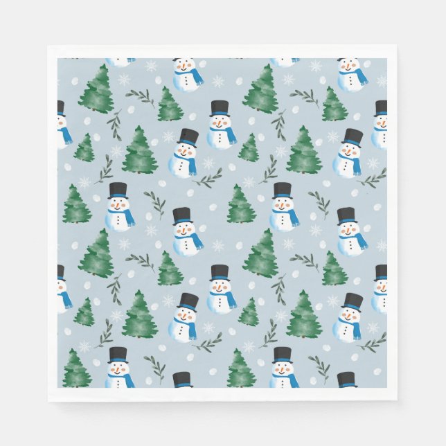 Cute Watercolor Winter Snow Pattern Napkins (Front)