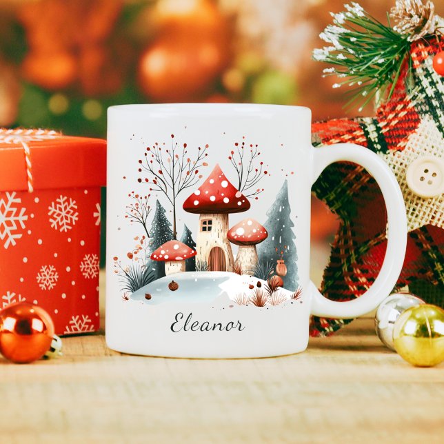 Cute Watercolor Winter Woodland Personalized  Coffee Mug (Creator Uploaded)
