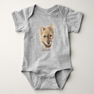 Cute Watercolor Wolf Cub Pup Woodland Lil Howler Baby Bodysuit
