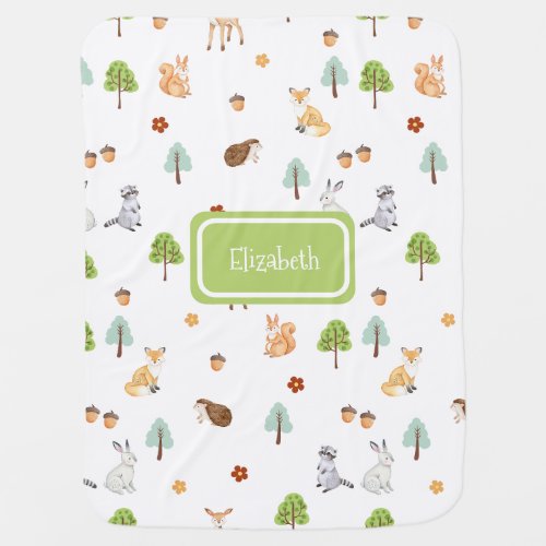 Cute watercolor Woodland Animals  Baby Blanket