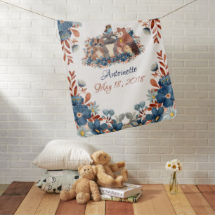 Cute Watercolor Woodland Animals for New Born Baby Blanket