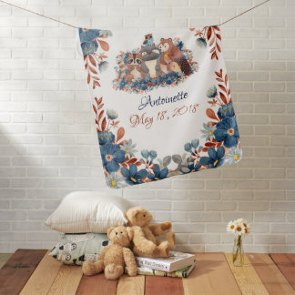 Cute Watercolor Woodland Animals for New Born Baby Blanket