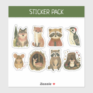 Cute Watercolor Woodland Animals Sticker Pack