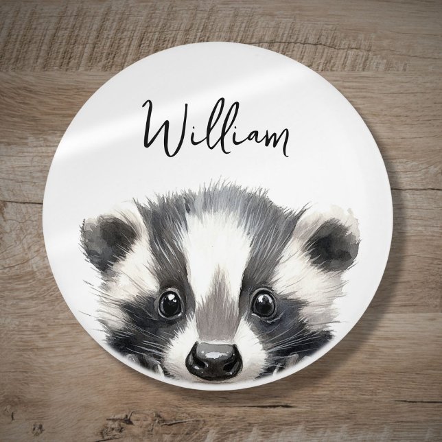 Cute Watercolor Woodland Badger Nursery Room Ceramic Knob (Cute Watercolor Woodland Badger Nursery Room Ceramic Knob)