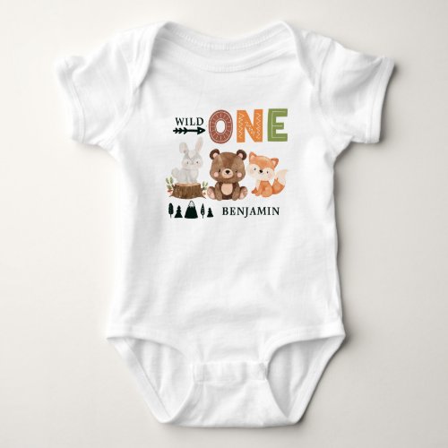 Cute Watercolor Woodland Forest Animals Baby Bodys Baby Bodysuit