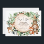 Cute Watercolor Woodland Forest Animals Thank You<br><div class="desc">Whimsical thank you card featuring illustration of rustic watercolor greens,  foliages and adorable woodland animals: deer,  bear,  fox,  raccoon,  owl</div>