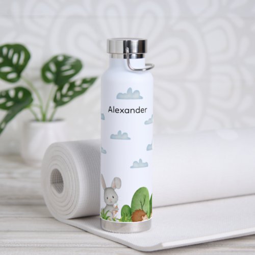 Cute Watercolor Woodland Forest Animals Trees Water Bottle