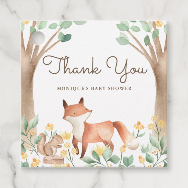 woodland thank you tags
