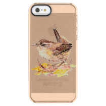 Cute Watercolor Wren Bird Nature Art Clear iPhone SE/5/5s Case