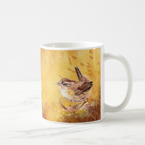 Cute Watercolor Wren Bird Painting Coffee Mug