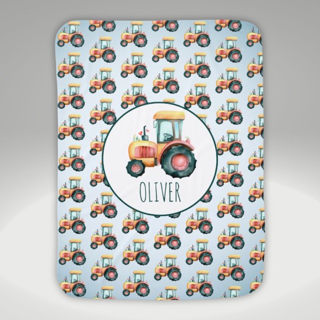 Cute Watercolor Yellow Tractor Baby Blanket (Creator Uploaded)