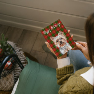 Cute Watercolor Yorkshire Terrier Dog Custom Holiday Card