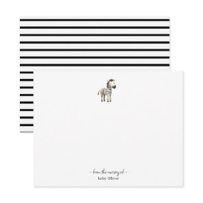 Cute watercolor Zebra Baby Thank You card