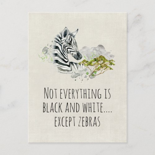 Cute Watercolor Zebra With Funny Saying Postcard