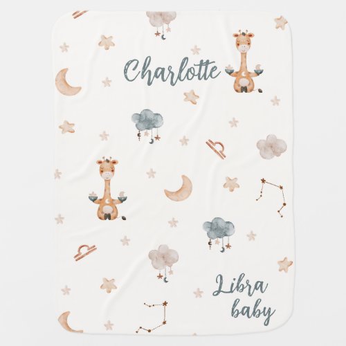 Cute Watercolor Zodiac sign Libra Baby Blanket