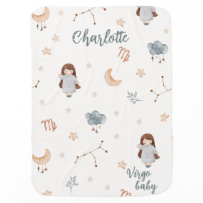 Cute Watercolor Zodiac sign Virgo Baby Blanket