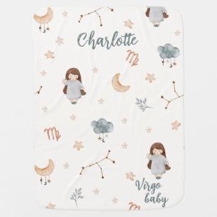 Cute Watercolor Zodiac sign Virgo Baby Blanket