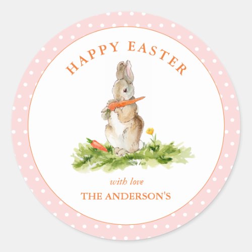 Cute watercolorEaster Bunny  Classic Round Sticker