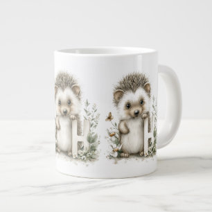 Cute watercolour baby animal alphabet Hedgehog Giant Coffee Mug