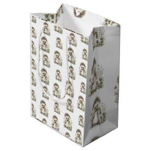 Cute watercolour baby animal alphabet Hedgehog Medium Gift Bag