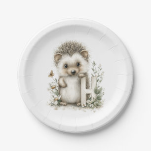 Cute watercolour baby animal alphabet Hedgehog Paper Plates