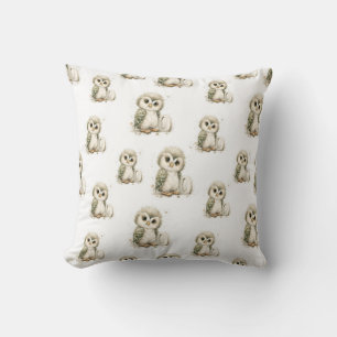 Cute Watercolour Baby Animals Alphabet Owl Throw Pillow