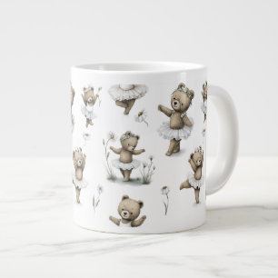 Cute Watercolour Ballerina Bear Design in tutus Giant Coffee Mug