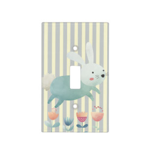 Cute watercolour Bunny & flowers Light Switch C Cover