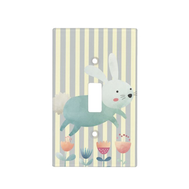 Cute watercolour Bunny & flowers    Light Switch C Cover (Front)