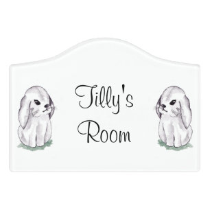 Cute watercolour bunny rabbit door sign