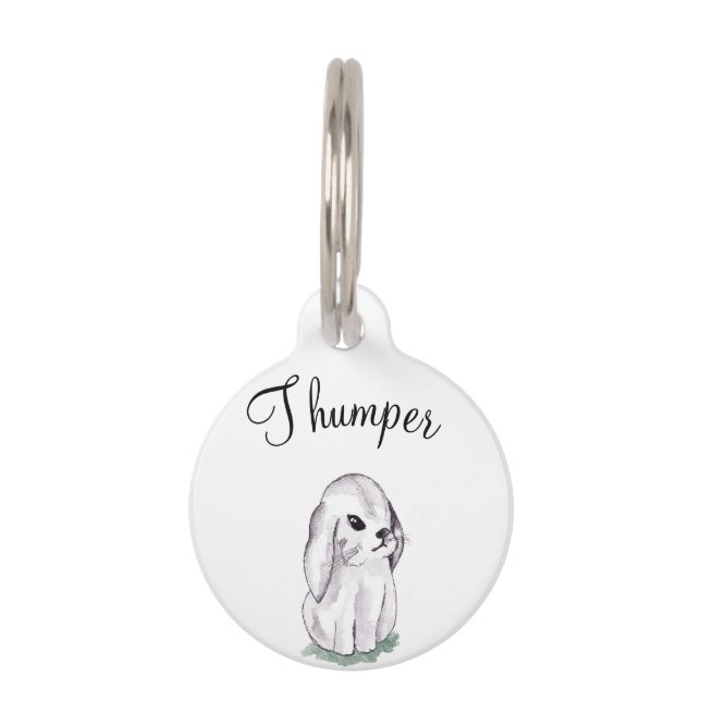 Cute watercolour bunny rabbit pet ID tag (Front)