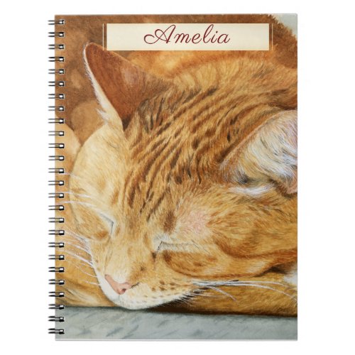 Cute Watercolour Cat Personalized Spiral Notebook
