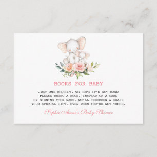 Cute Watercolour Elephant Floral Baby Shower Enclosure Card
