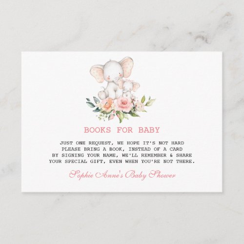 Cute Watercolour Elephant Floral Baby Shower Enclosure Card