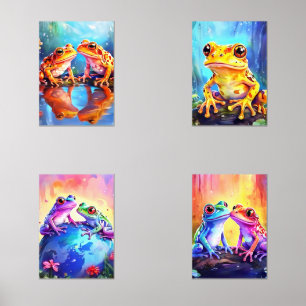 Cute watercolour frogs wall art sets