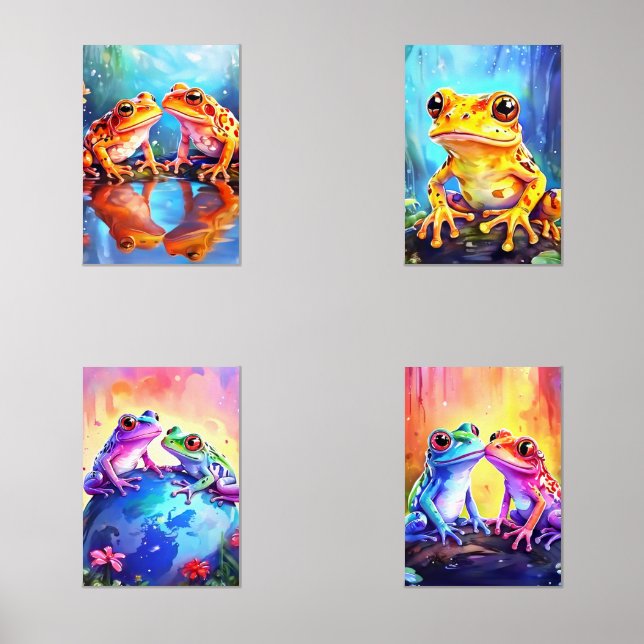 Cute  watercolour frogs  wall art sets (Front)