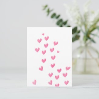 Cute Watercolour Hearts Valentine's Day Postcard