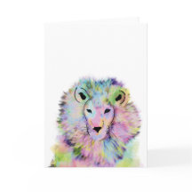Cute Watercolour Lion Greeting Card