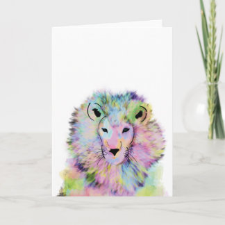 Cute Watercolour Lion Greeting Card