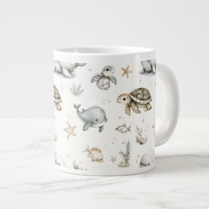 Cute Watercolour Ocean Baby Animals Giant Coffee Mug