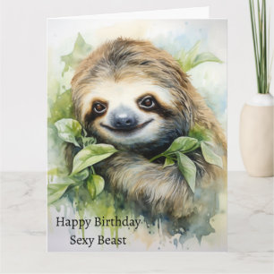 Cute Watercolour Personalised Sloth Design  Card