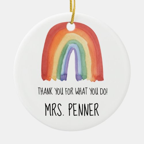 Cute watercolour rainbow thank you gift  ceramic ornament