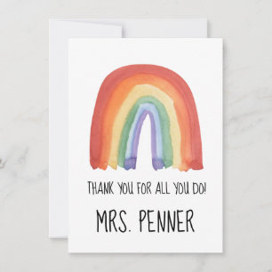 Cute watercolour rainbow thank you gift keychain