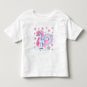 Cute Watercolour Rainbow Unicorn Personalized Toddler T-shirt