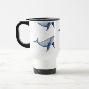 Cute watercolour whale Reusable coffee cup