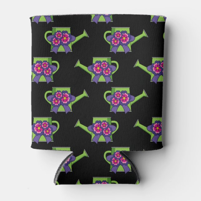 Cute Watering Can with Flowers Bouquet Can Cooler (Front)