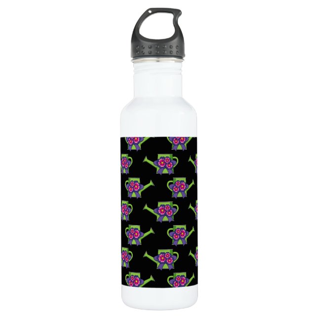 Cute Watering Can with Flowers Bouquet Stainless Steel Water Bottle (Front)