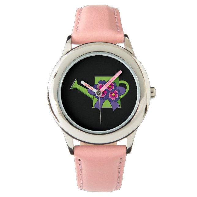 Cute Watering Can with Flowers Bouquet Watch (Front)