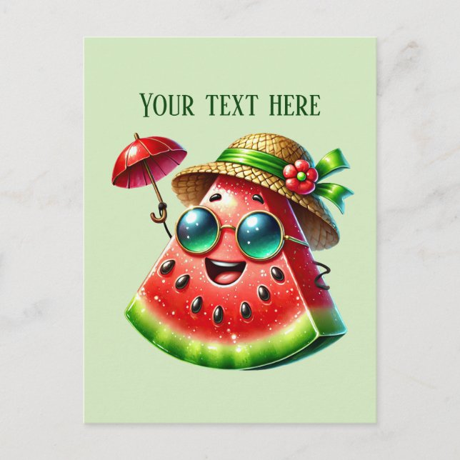 Cute watermelon add text postcard (Front)